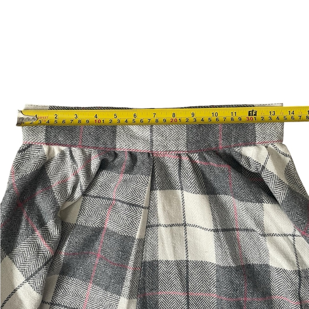 Vintage 90s Plaid Wool Midi Skirt Neutral Academia Quiet Luxury Preppy Small - Picture 7 of 9